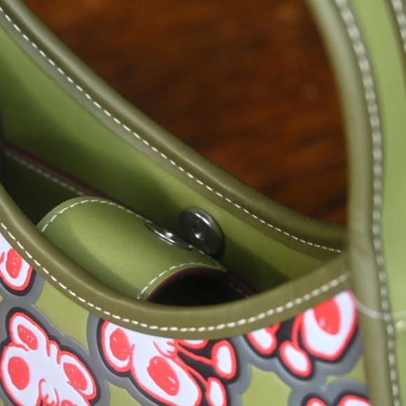 Coach Ergo bag Coachtopia Green and Red Embossed leather HANDBAG butterfly print - Picture 7 of 11